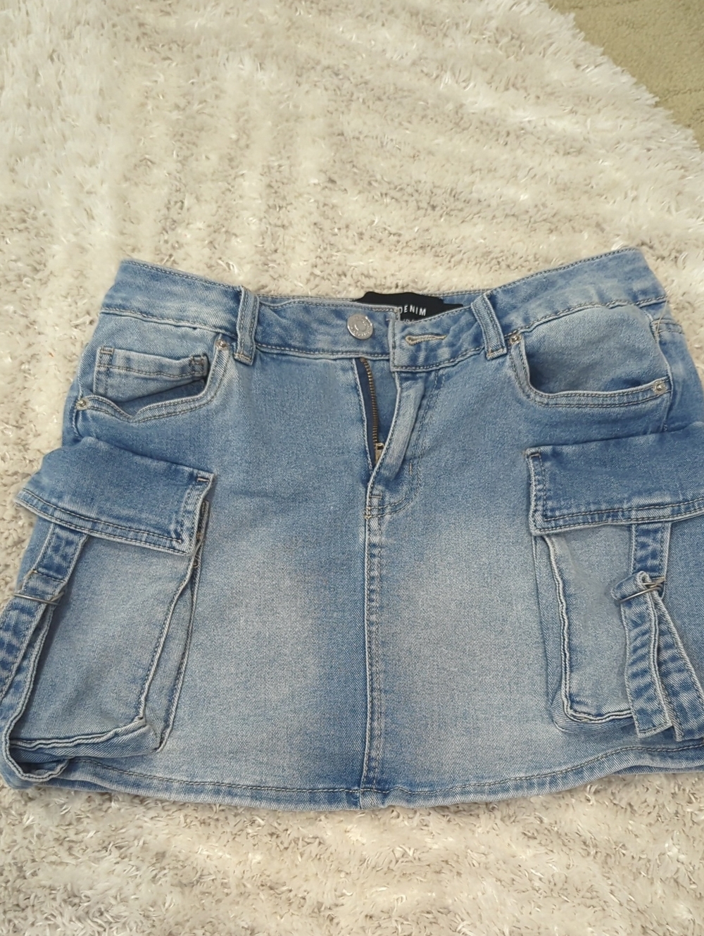 Refuge's Light Blue Denim Cargo Mini Skirt